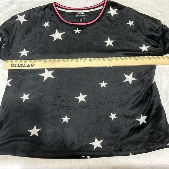Room Service Womens Long Sleeve Velour Pajama/Lounge Top Size XL Black W/Stars - Picture 4 of 9